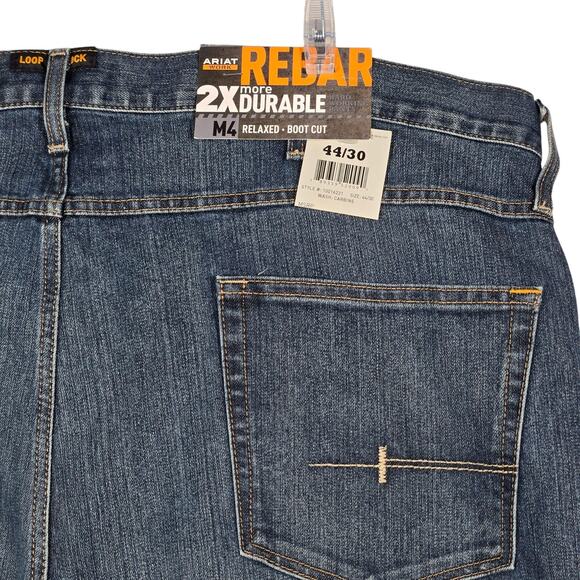 Ariat Rebar M4 Jeans Men 44x30 NEW Relaxed DuraStretch Boot Cut Carbine Workwear - Picture 11 of 13